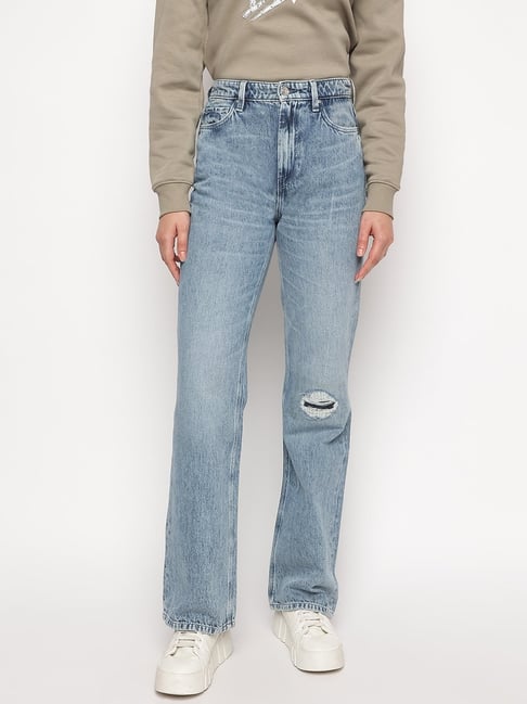 Guess Blue Solid Straight Fit Eco Lincoln Jeans-picture-41