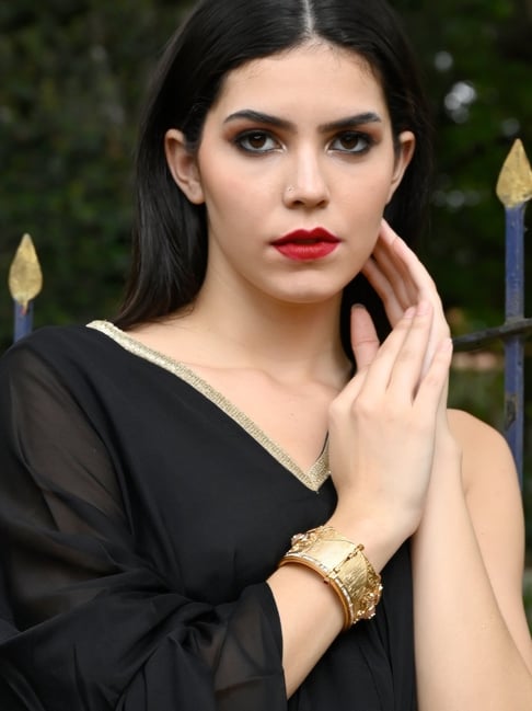 Odette Women Stylish White Stone Studded Gold Bracelet-picture-23