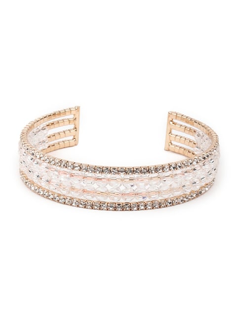 Odette Women Gold Imitation & White Stone Studded Mixed Metal Bracelet-picture-38