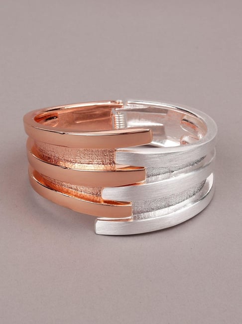 Odette Women Dual Colored Rose Gold & Stunning Silver Bracelet-picture-36