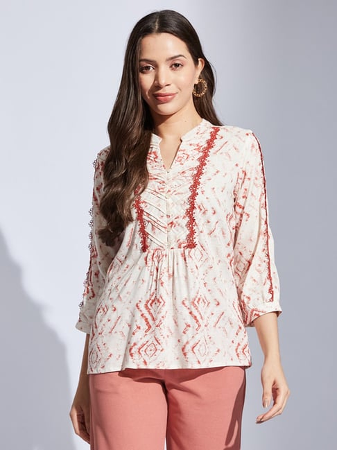 Latin Quarters Red Regular Fit Printed Top-picture-31