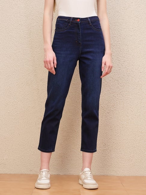 Iconic Blue Solid Slim Fit Stretchable Jeans