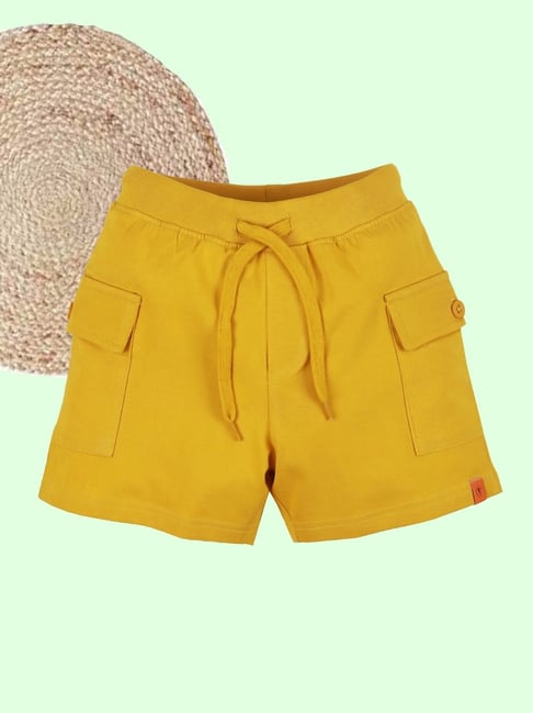 Kiddopanti Boys Cotton Mustard Cargo Solid Shorts-picture-24