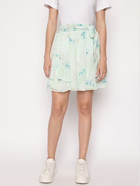 Guess Green Printed Laila Mini Skirt
