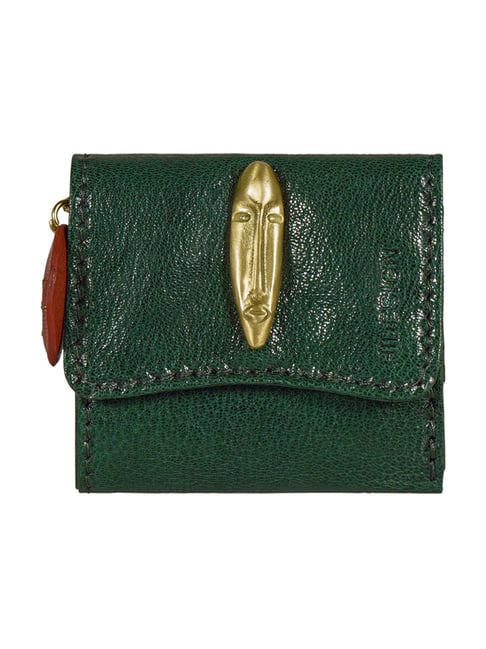 Hidesign Green Parrot W1 Leather Small Tri- Fold Wallet