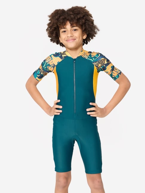 Nabaiji By Decathlon Boys Duck Blue Orange Suit Short Sleeve Shorty - Main Image