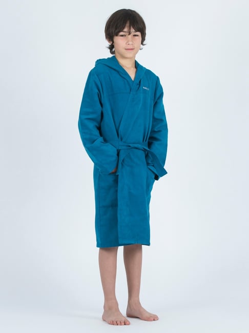 Nabaiji By Decathlon Boys Dark Blue Compact Microfibre Pool Bathrobe