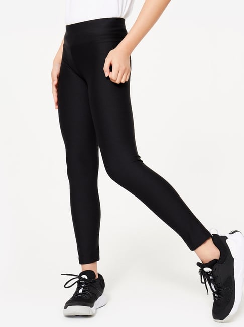 Decathlon Girls Black Breathable High Waist Leggings