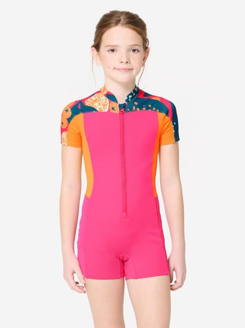 Nabaiji By Decathlon Girls Pink Shorty Swimsuit