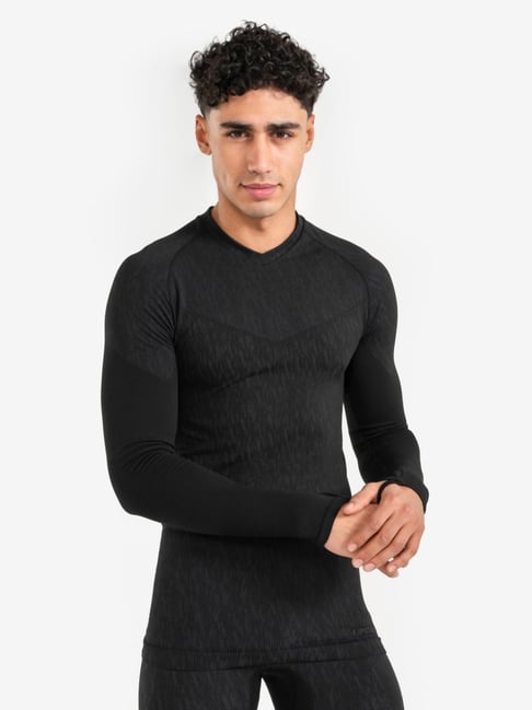 KIPSTA By Decathlon Men Black Regular Fit Thermal Set