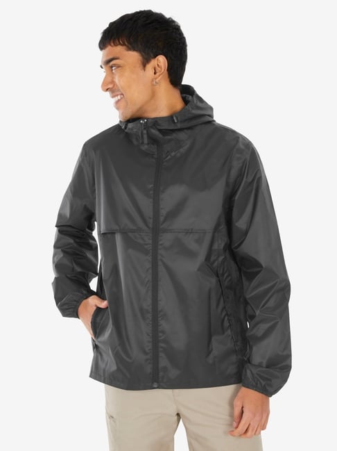 Quechua By Decathlon Men Black Regular Fit Waterproof Jacket