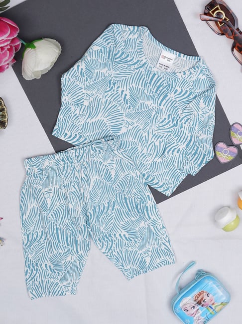 Creative Kid'S Unisex Blue Cotton Regular Fit Printed Clothing Sets