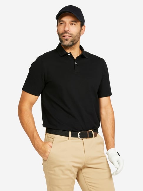 INESIS By Decathlon Men Black Regular Fit Polo T-Shirt