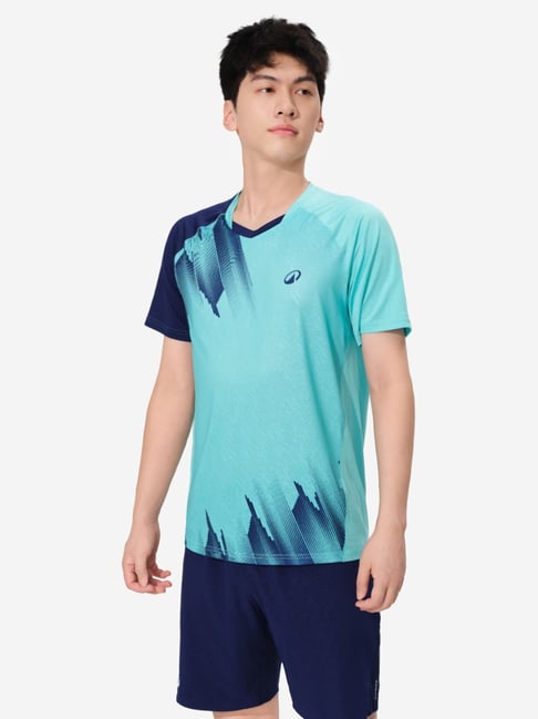 PERFLY By Decathlon Men Turquoise Regular Fit T-Shirt
