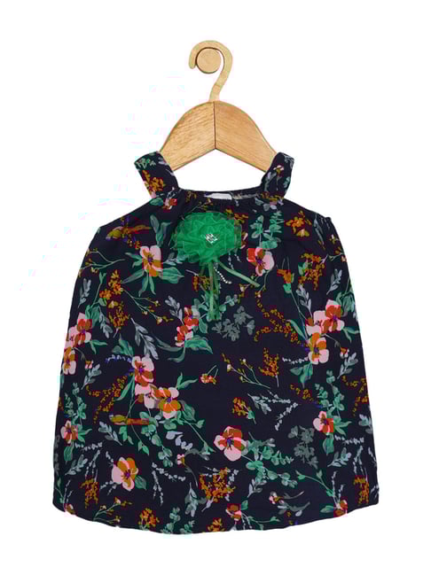 Creative Kid'S Girls Navy Regular Fit Printed Dress