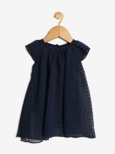 Creative Kid'S Girls Navy Blue Regular Fit Printed Dress