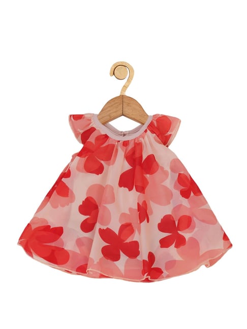 Creative Kid'S Girls Light Pink Regular Fit Printed Dress