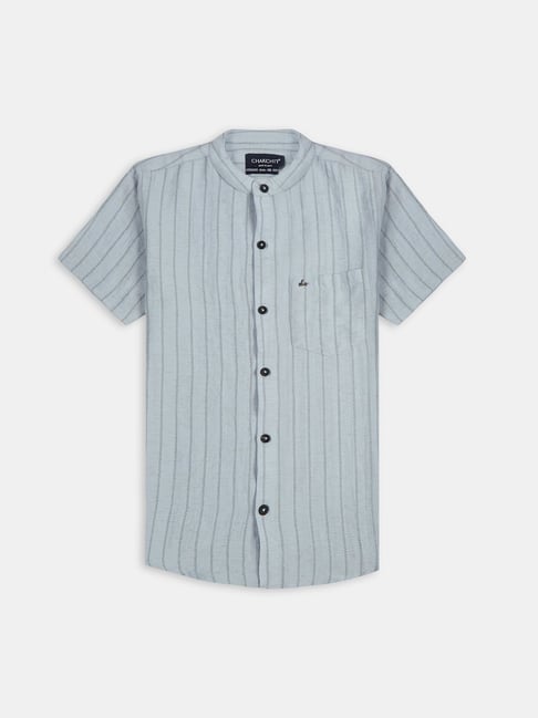 Charchit Boys Blue Comfort Fit Striped Shirt-picture-48