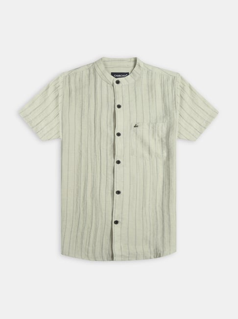 Charchit Boys Green Comfort Fit Striped Shirt-picture-44