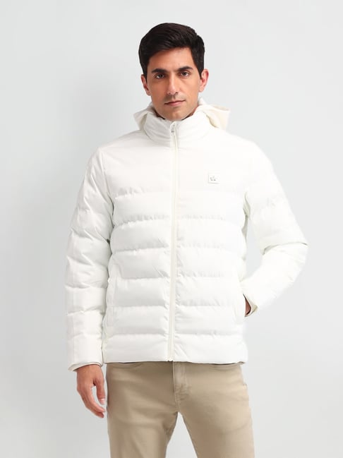 Arrow Sport White Regular Fit Quilted Hooded Jacket-picture-18