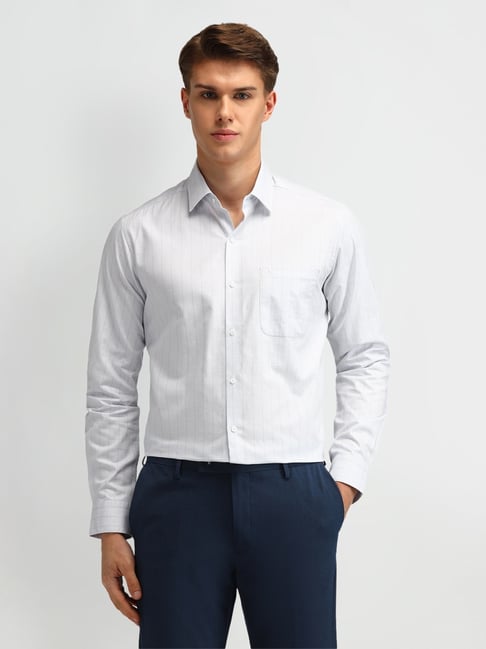 Arrow Grey Cotton Slim Fit Printed Shirt-picture-18