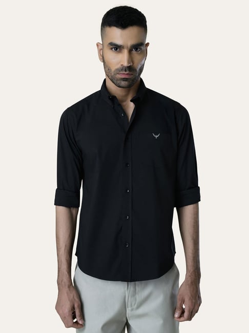 Perch Black Pure Cotton Slim Fit Shirt-picture-40