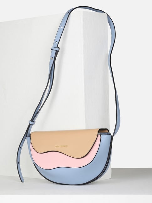 Van Heusen Blue Paneled Cross Body Bag