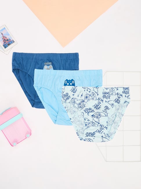 Pantaloons Junior Vallarta Blue Blue Briefs - Pack of 3