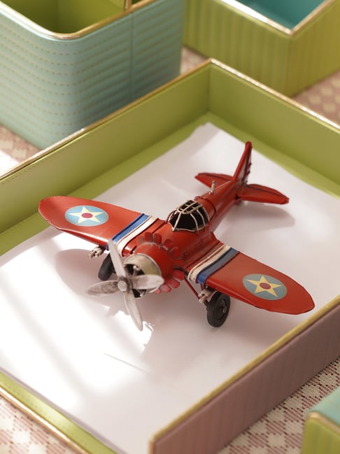 Pure Home and Living Red Metal Decorative Vintage Plane