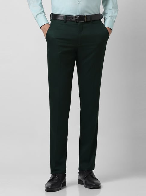 Van Heusen Green Slim Fit Texture Trousers-picture-43