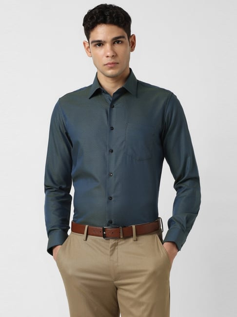 Van Heusen Navy Cotton Slim Fit Printed Shirt-picture-24