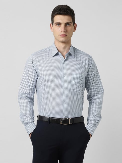 Van Heusen White Cotton Regular Fit Printed Shirt-picture-42