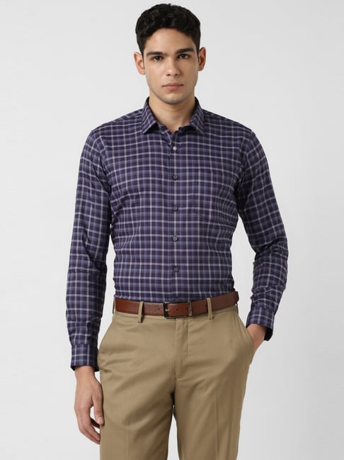 Van Heusen Purple Slim Fit Checks Shirt-picture-41