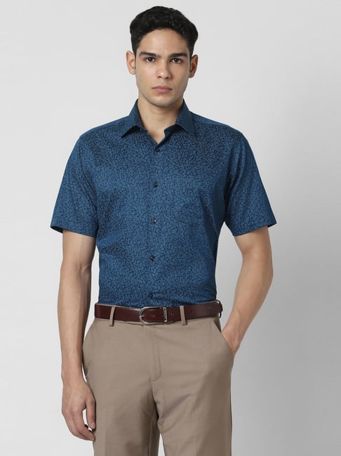 Van Heusen Blue Cotton Regular Fit Printed Shirt-picture-44