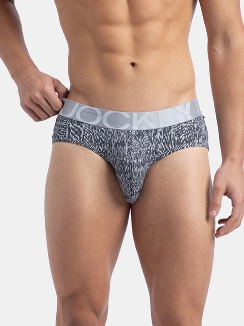 Jockey International Collection Grey Microfibre Regular Fit Print Briefs