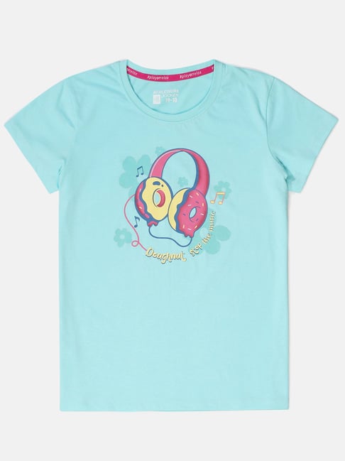 Jockey Girl's Aruba Blue Cotton Regular Fit Graphic Printed T-Shirt (Prints May Vary)-picture-13