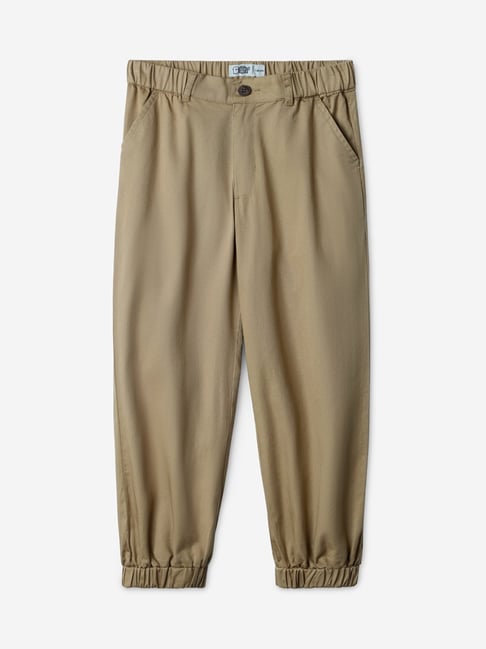 The Souled Store Girls Beige Cotton Regular Fit Trousers Pants-picture-35