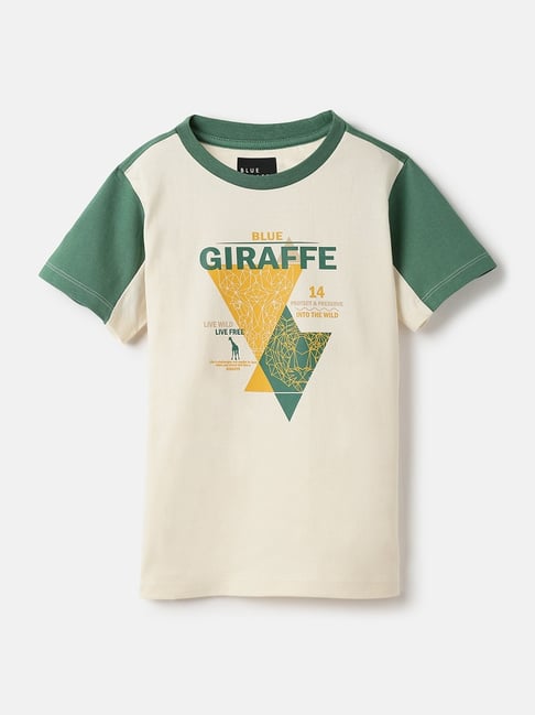 Blue Giraffe Boys Cream Printed Regular Fit T-Shirt-picture-30