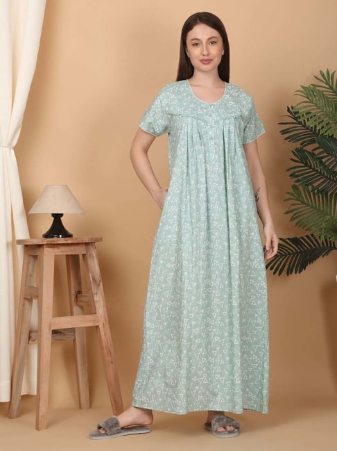 Sweet Dreams Mint Green Printed Nighty-picture-27