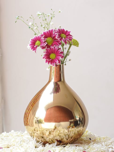 BEHOMA Home Collection Gold Metal Flower Vase