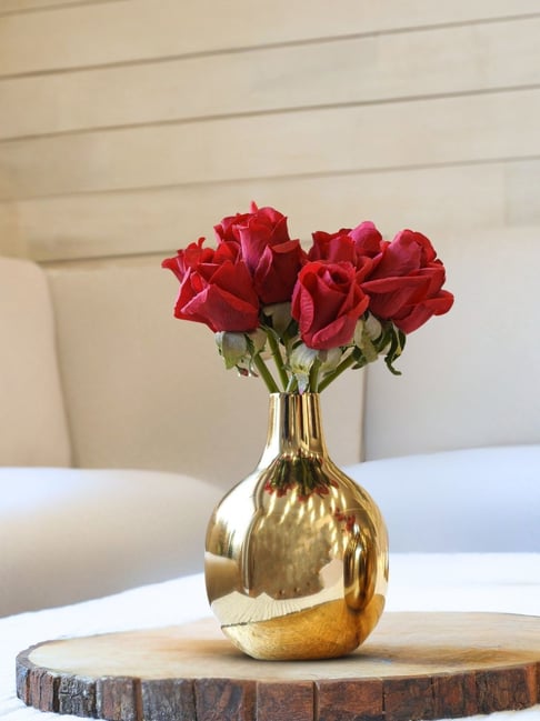 BEHOMA Home Collection Gold Metal Flower Vase