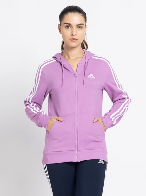 ADIDAS Women's Purple W 3S FL FZ HD Hoodies-image-14
