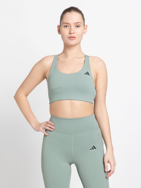ADIDAS Women's Green PWI RIB MS Sports Bra-picture-36