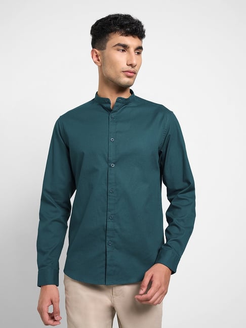 Peregrine By Pantaloons Blue Cotton Regular Fit Shirt-picture-43