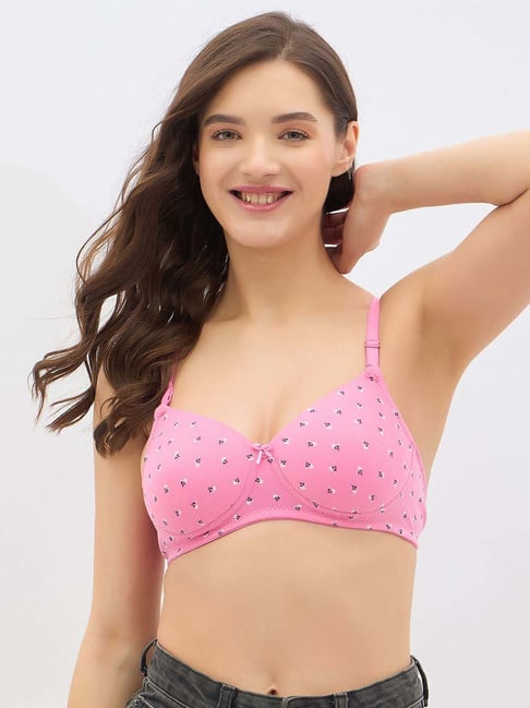 Clovia Pink Regular Fit Printed Bra-picture-13