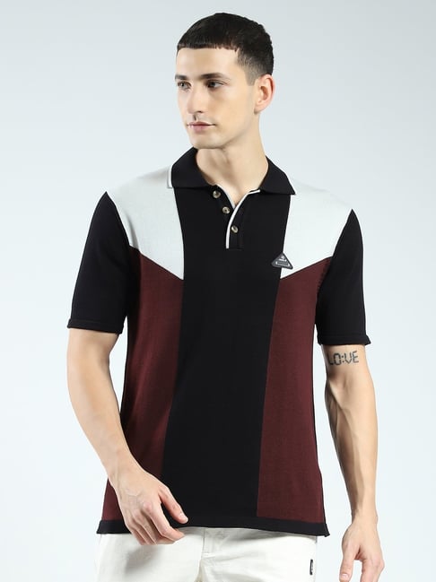 Rock.It Black Cotton Regular Fit Colour Block Polo T-Shirt-picture-40