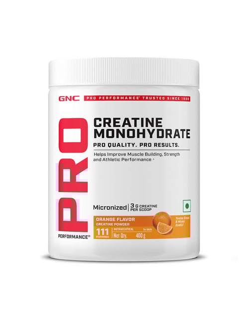 GNC PP Creatine Monohydrate | Micronized & Instantized | Formulated Orange Flavoured Powder - 400 gm