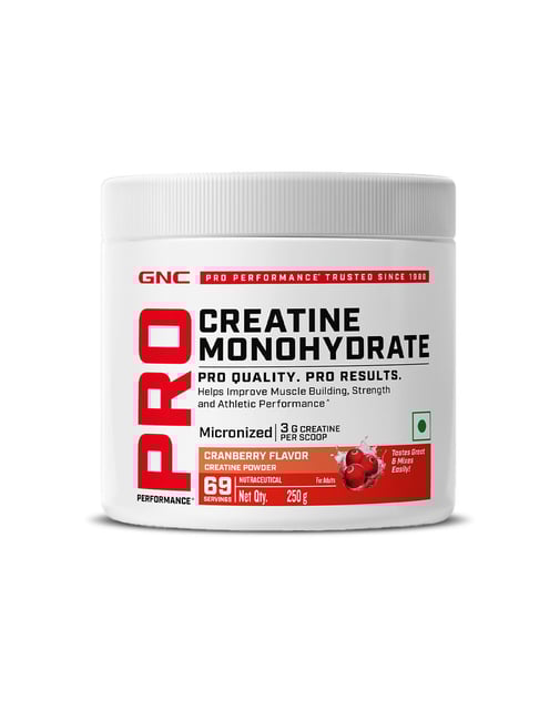 GNC PP Creatine Monohydrate | Micronized & Instantized | Formulated Cranberry Flavoured - 250 gm
