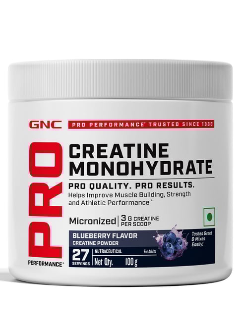 GNC PP Creatine Monohydrate | Micronized & Instantized | Formulated Blueberry Flavoured - 100 gm