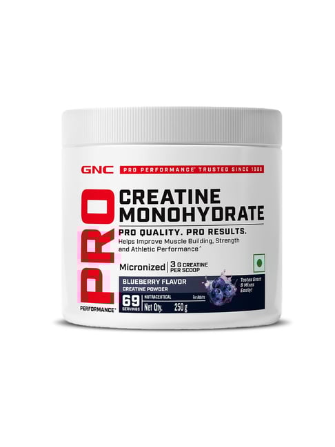GNC PP Creatine Monohydrate | Micronized & Instantized | Formulated Blueberry Flavoured - 250 gm